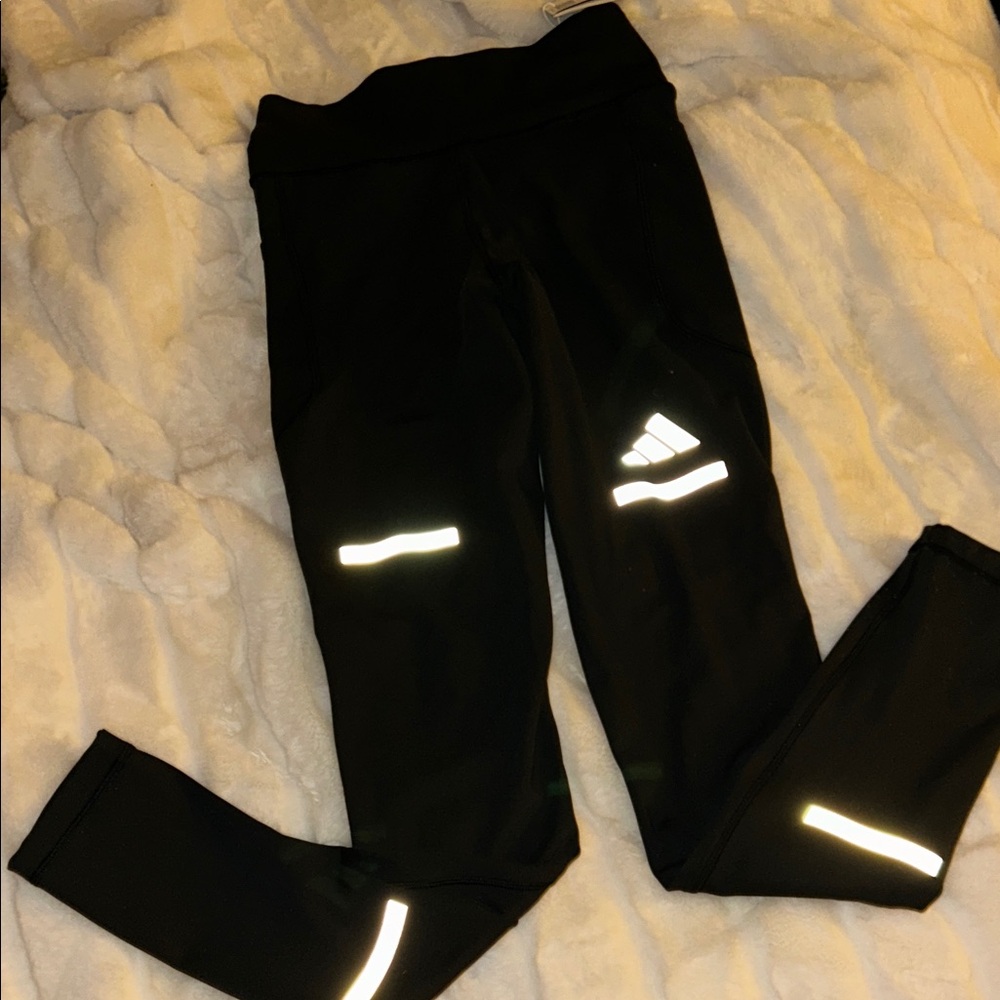 WOMENS AdidasReflective Black Leggings GORGEOUS..XS